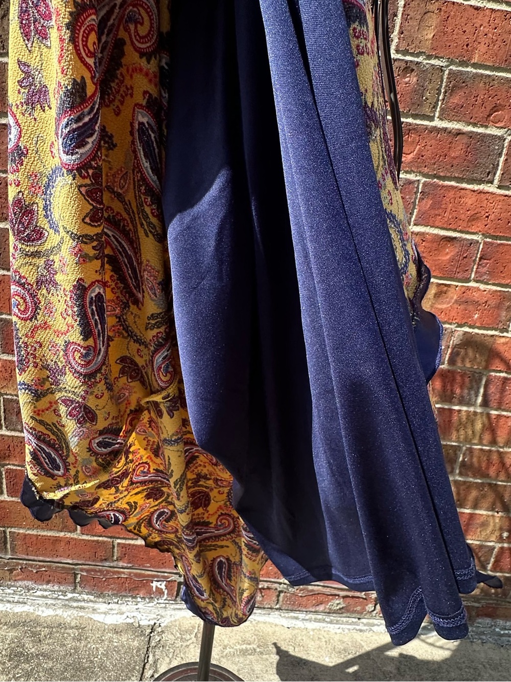 Eva Franco Halter Handkerchief Dress Mustard Paisley Floral MIDI Anthropologie - Picture 10 of 14
